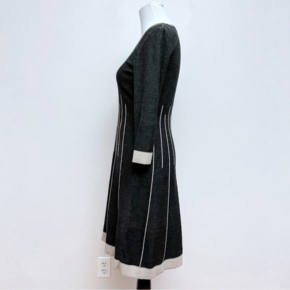 Nine West Fit and Flare Contrast Stitching Long Sleeve Sweater Dress Size Small - Picture 5 of 12